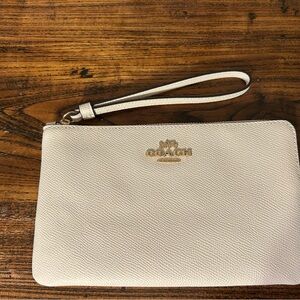 Coach Ivory Wristlet with Gold Accents